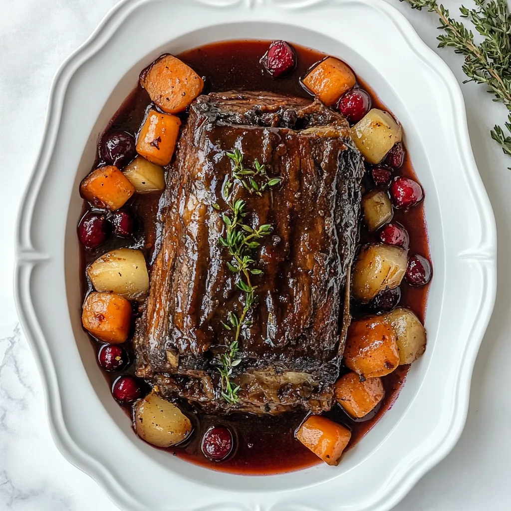 Slow-Braised Beef Roast with Cranberry Balsamic Glaze | Tender, Flavorful Recipe