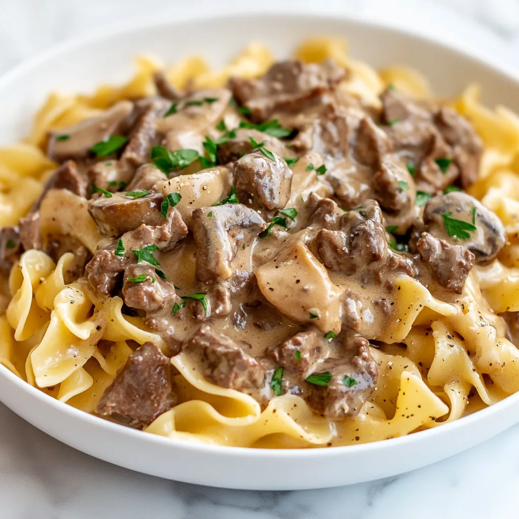 Slow Cooker Beef Stroganoff with Tender Egg Noodles | Easy Comfort Meal