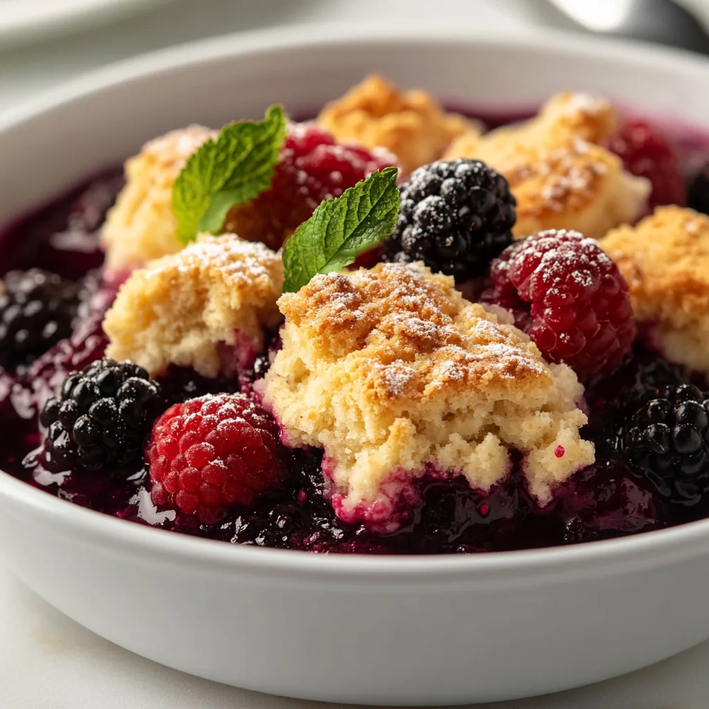 Slow Cooker Berry Cobbler Recipe | Mixed Berries with Sweet Biscuit Topping
