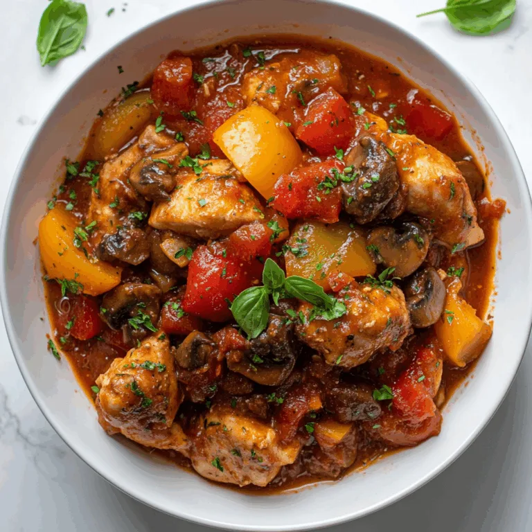 Slow Cooker Chicken Cacciatore Recipe with Bell Peppers, Mushrooms & Tomatoes | Easy Italian Dinner