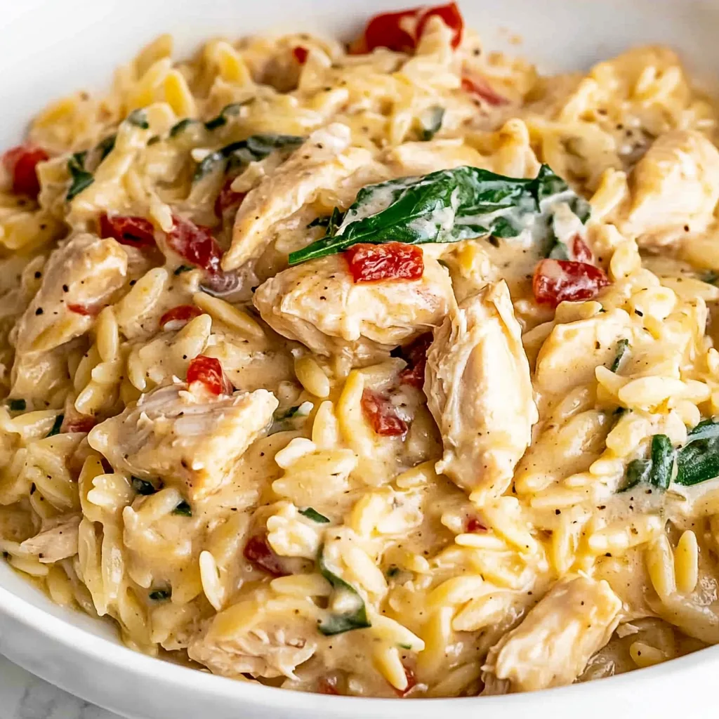 Slow Cooker Creamy Tuscan Chicken Orzo Recipe | Easy One-Pot Meal