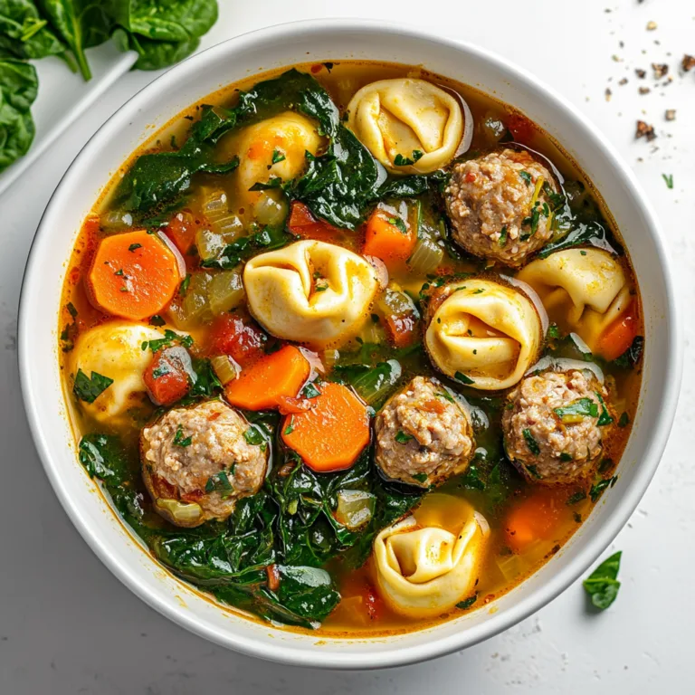 Slow Cooker Italian Wedding Soup Recipe with Spinach, Meatballs & Tortellini