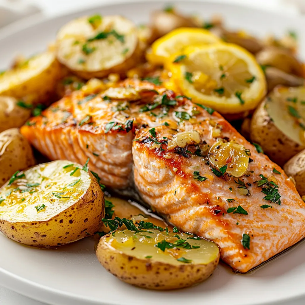 Slow Cooker Lemon-Garlic Salmon and Baby Potatoes Recipe | Easy & Healthy Meal