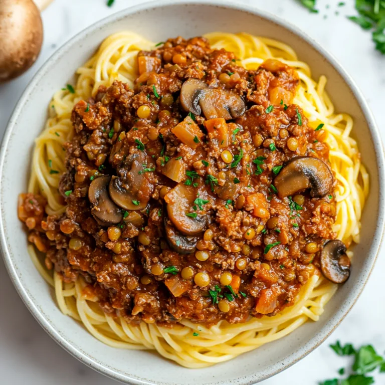 Slow Cooker Lentil & Mushroom Bolognese Recipe | Healthy Vegan Dinner