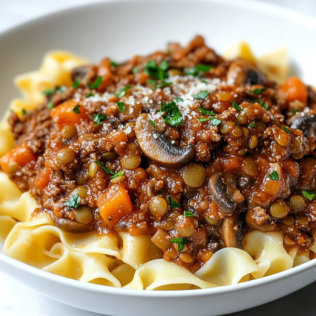 Slow Cooker Lentil & Mushroom Bolognese Recipe | Healthy Vegan Dinner