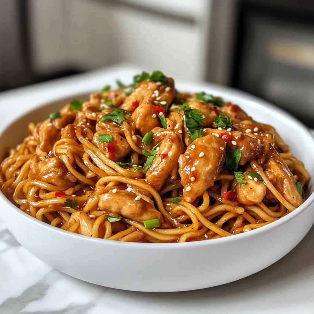 Sticky Garlic Chicken Noodles Recipe | Easy & Delicious Garlic Chicken Stir-Fry