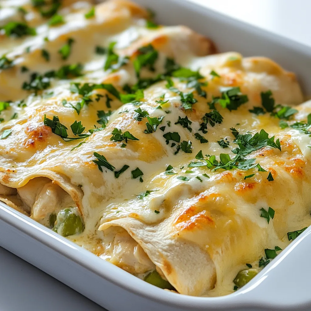 Delicious White Chicken Enchiladas with Creamy Sour Cream Sauce & Green Chiles Recipe