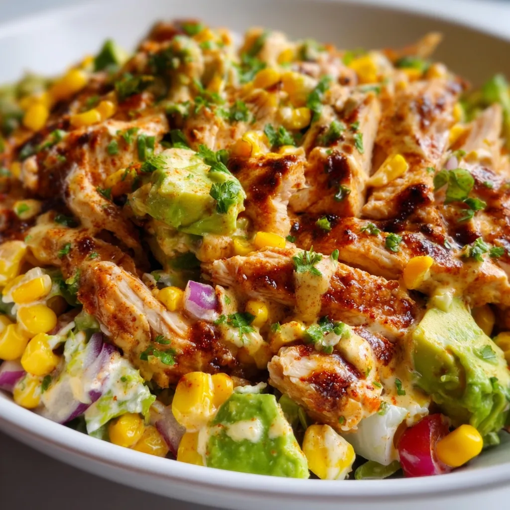 Delicious BBQ Chicken Salad with Avocado & Sweet Corn | Healthy & Easy Recipe
