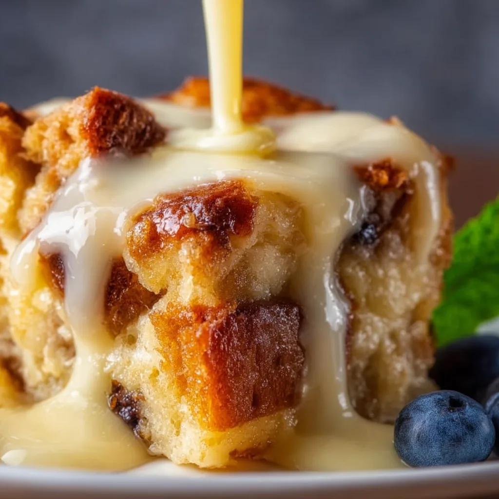 Delicious Bread Pudding with Creamy Vanilla Sauce Recipe | Easy & Homemade