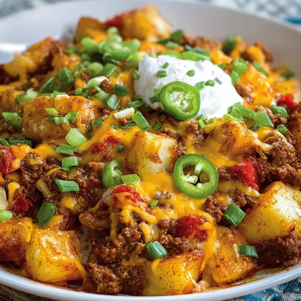 Easy Chili Cheese Potato Skillet Recipe | Hearty & Delicious One-Pan Meal