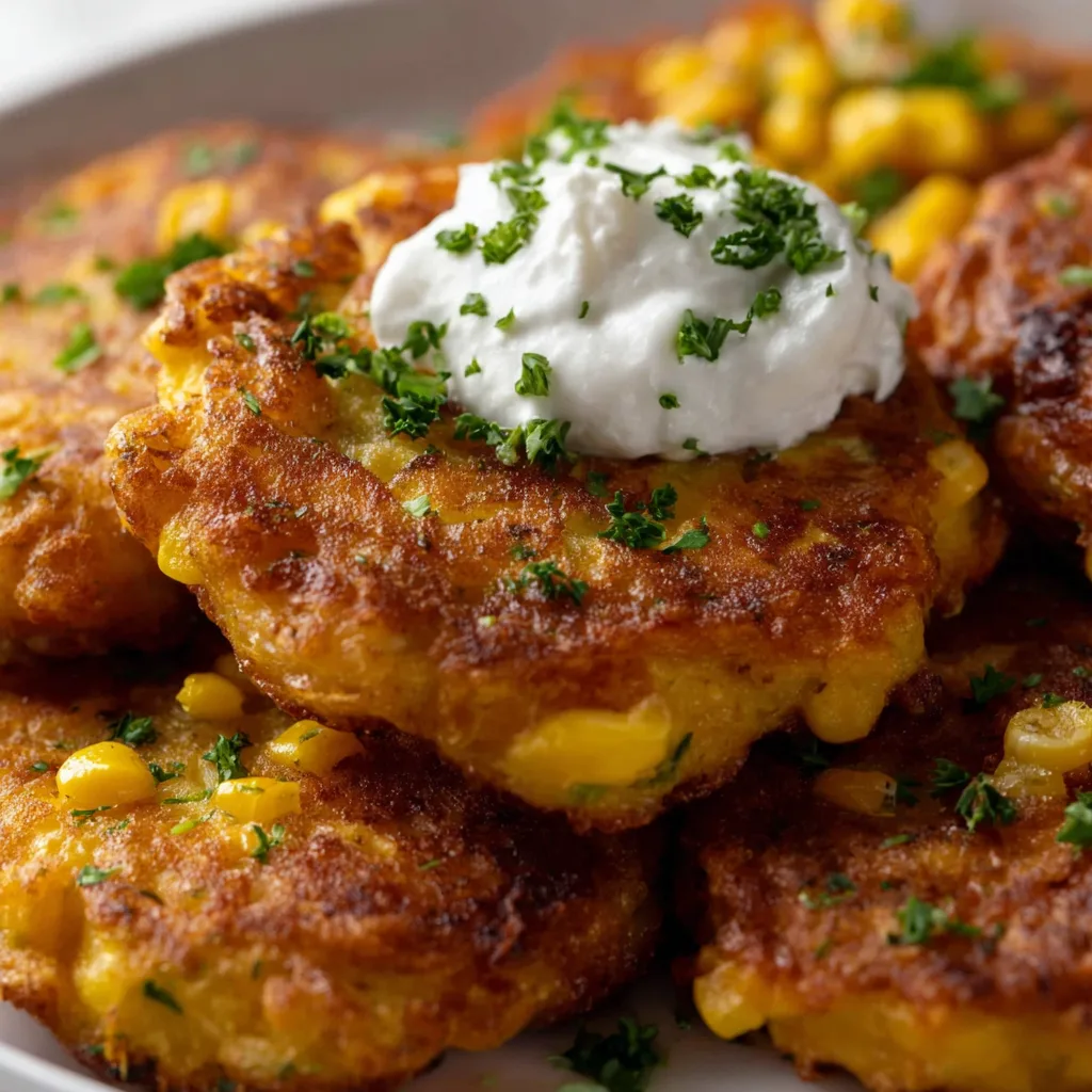 Delicious Corn Fritters with Creamy Whipped Feta Recipe | Easy & Flavorful Snack