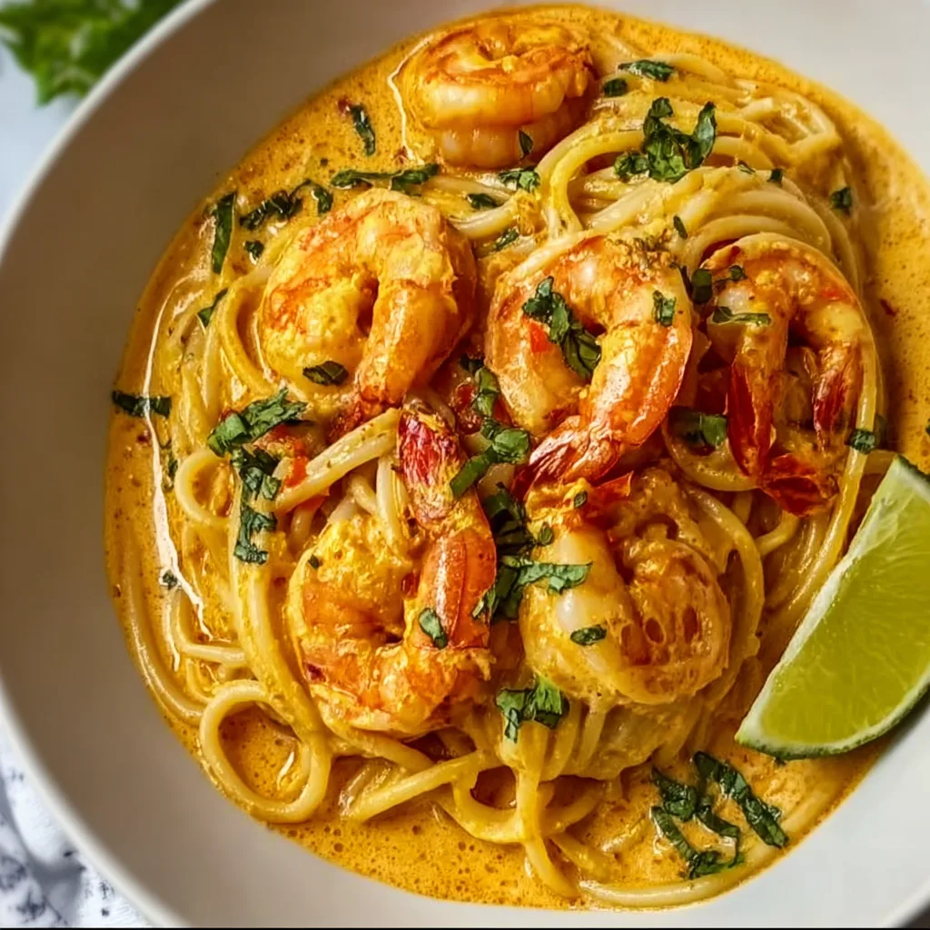 Delicious Creamy Coconut Curry Prawn Spaghetti Recipe | Easy & Flavorful Meal