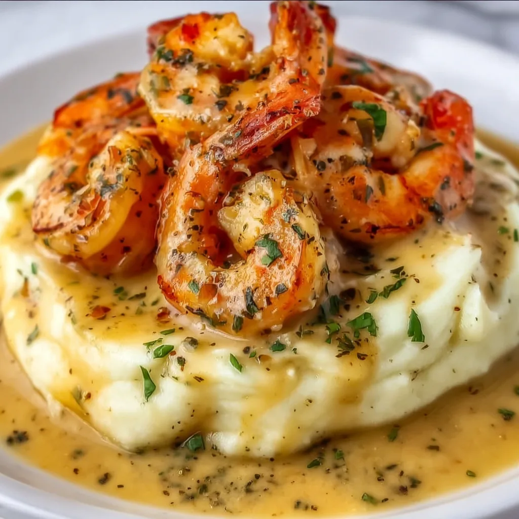 Creamy Garlic Shrimp Over Mashed Potatoes | Easy & Delicious Dinner Recipe