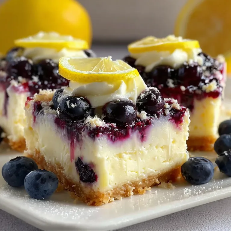 Creamy Lemon Blueberry Cheesecake Bars – Easy, Tangy & Delicious Dessert Recipe