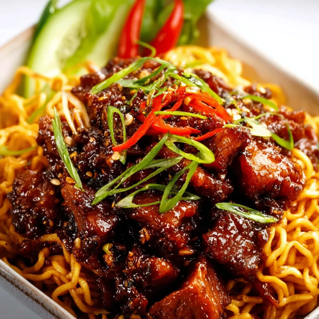 Crispy Beef with Spicy Saucy Noodles | Delicious Asian Stir-Fry Recipe