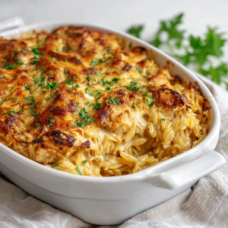 French Onion Chicken Orzo Casserole Recipe | Easy Comfort Food Dinner