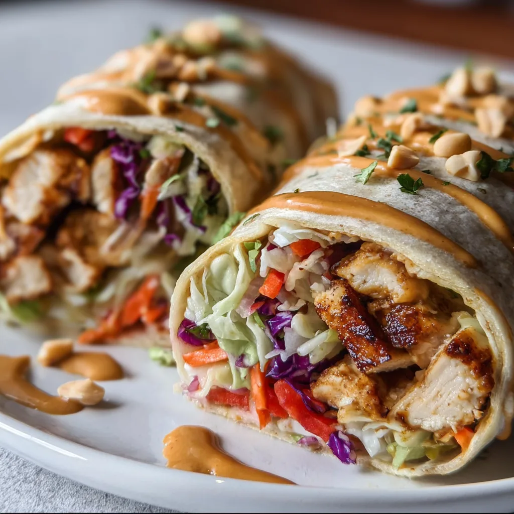 Fresh Thai Peanut Chicken Wrap | Healthy & Delicious Easy Meal