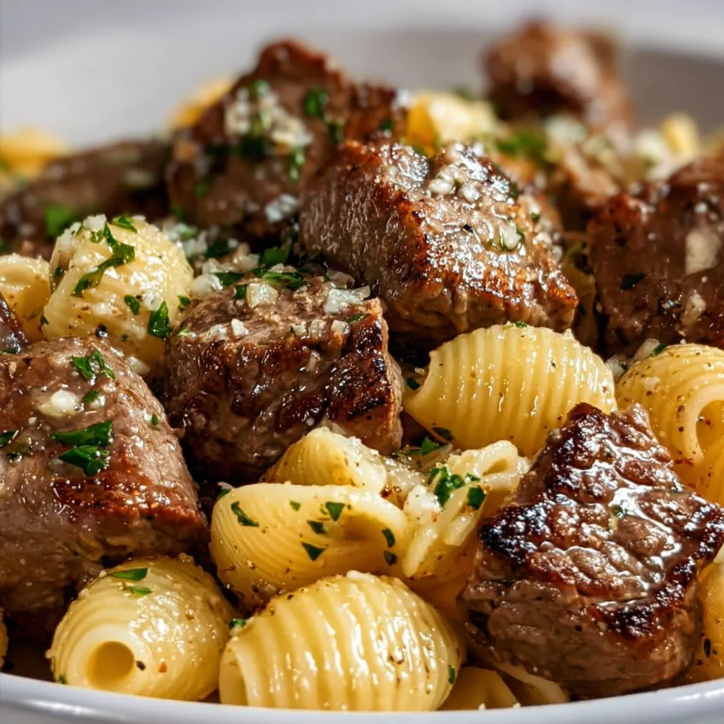 Garlic Butter Steak Bites with Shell Pasta | Easy & Delicious Dinner Recipe
