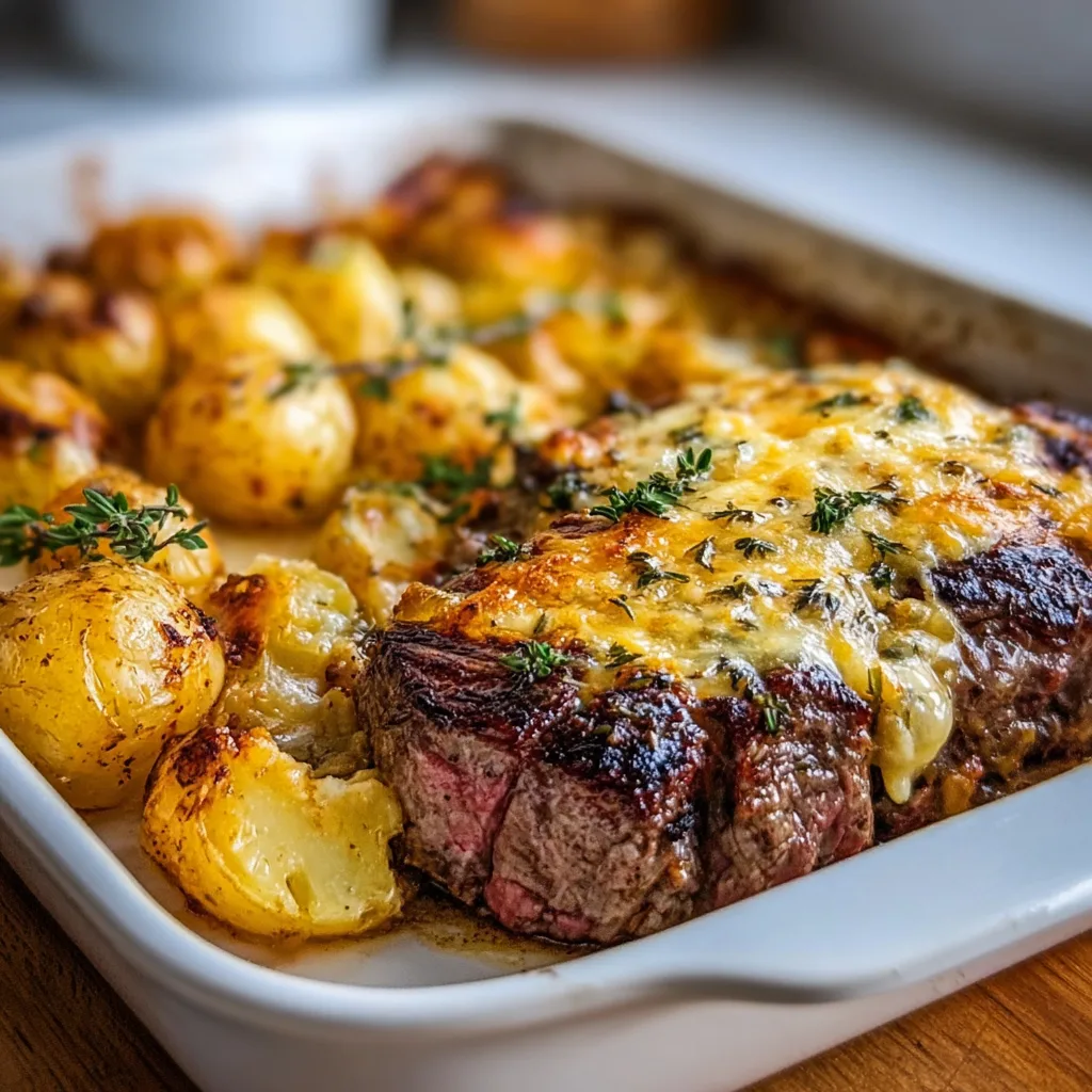 Garlic Butter Steak & Cheddar Potato Bake | Easy, Delicious Comfort Food Recipe