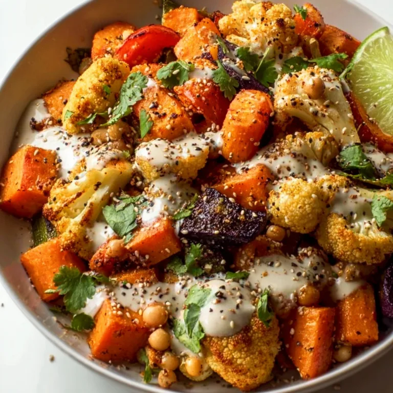 Glow Bowl Recipe: Roasted Veggies with Creamy Tahini Yogurt Sauce | Healthy & Delicious