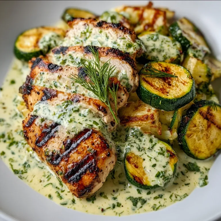 Grilled Chicken with Zucchini & Creamy Herb Sauce | Easy Healthy Dinner Recipe