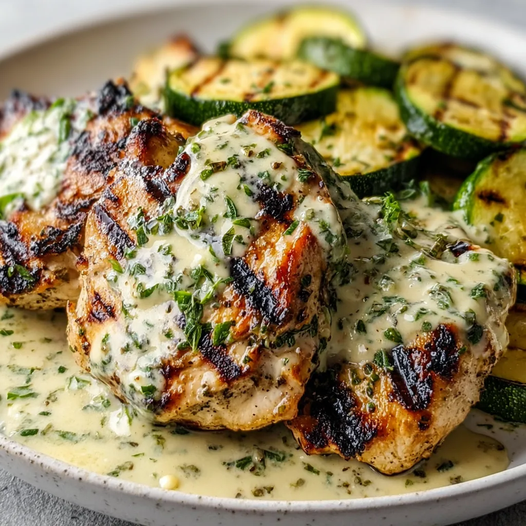 Grilled Chicken with Zucchini & Creamy Herb Sauce | Easy Healthy Dinner Recipe