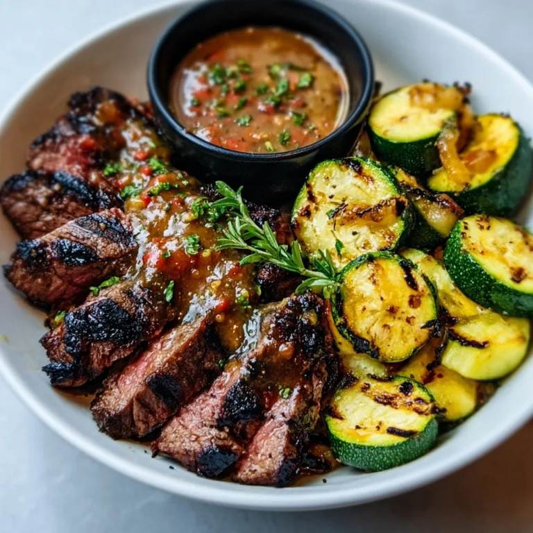 Grilled Steak Bowl with Sauce & Grilled Zucchini | Easy Healthy Recipe
