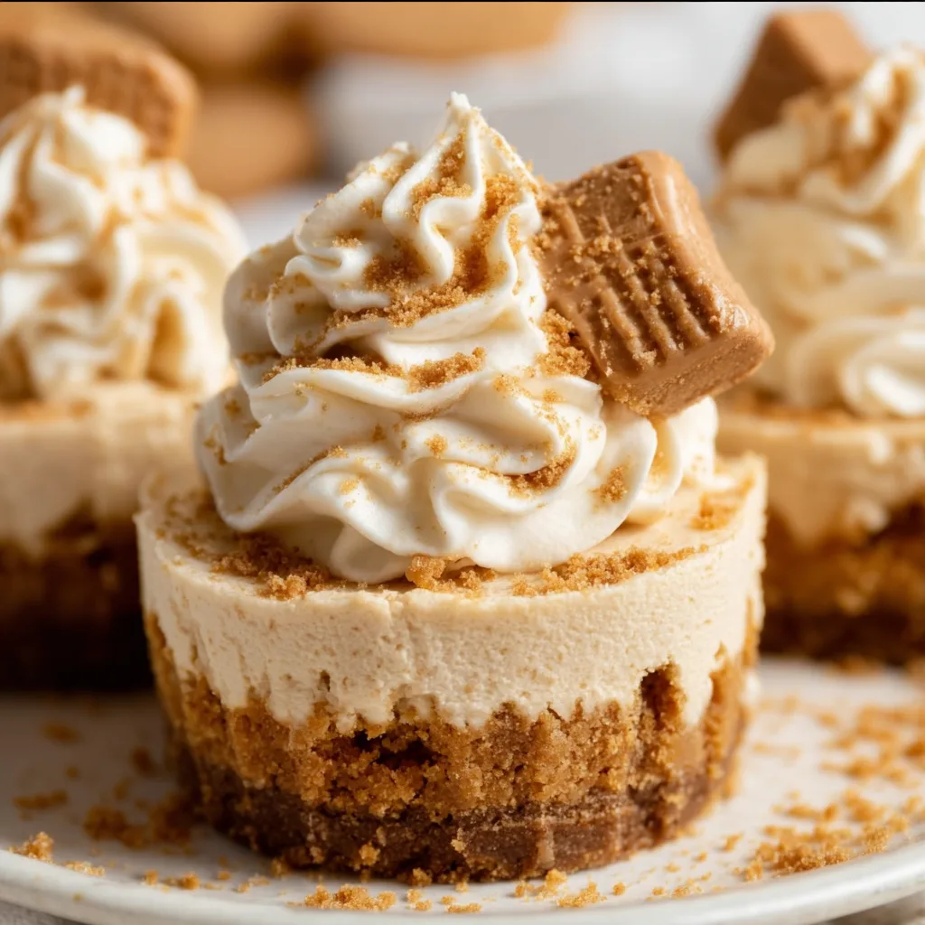 No-Bake Mini Biscoff Cheesecakes with Cookie Butter Whipped Cream | Easy & Delicious Dessert Recipe