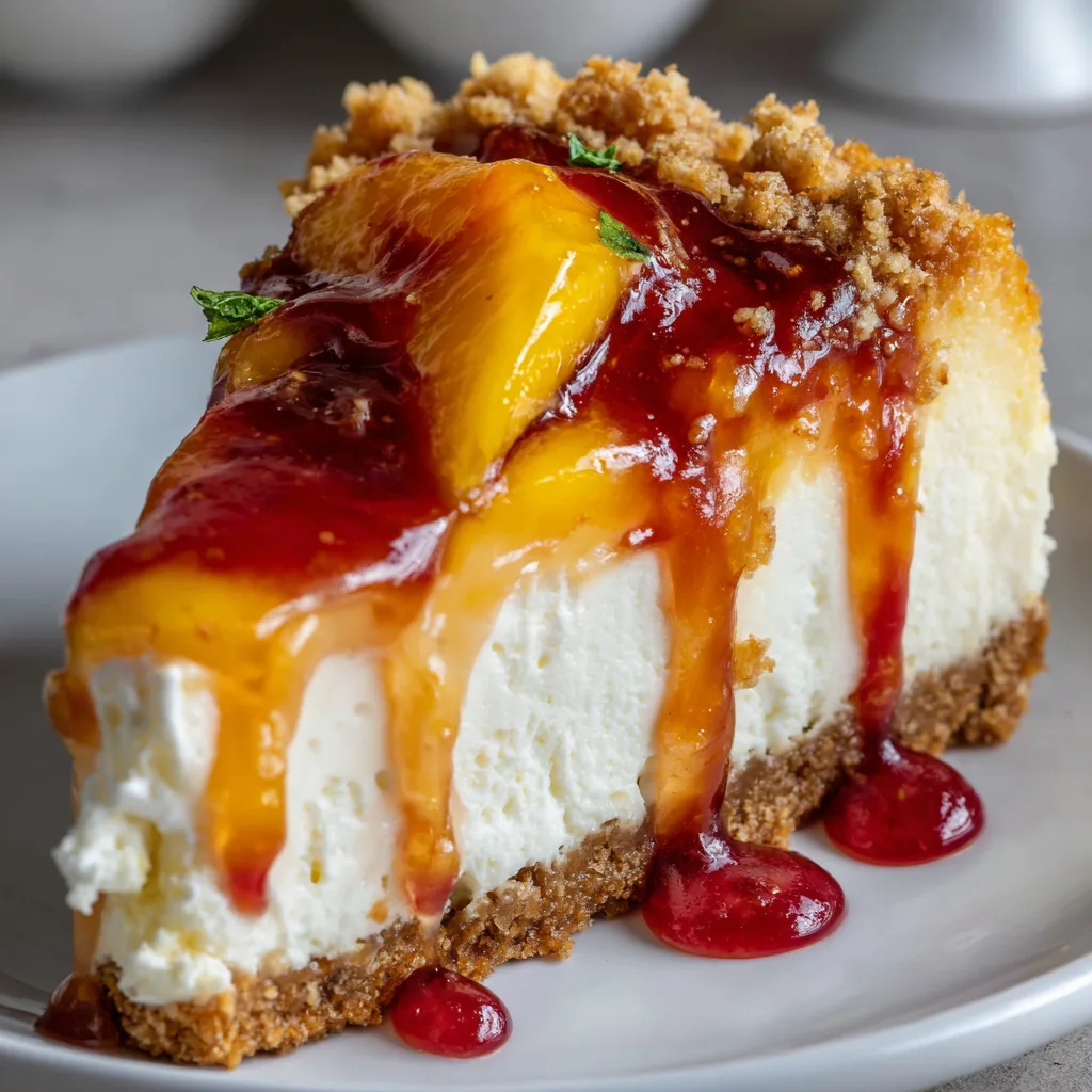 Delicious Peach Cobbler Cheesecake Recipe | Easy & Creamy Dessert