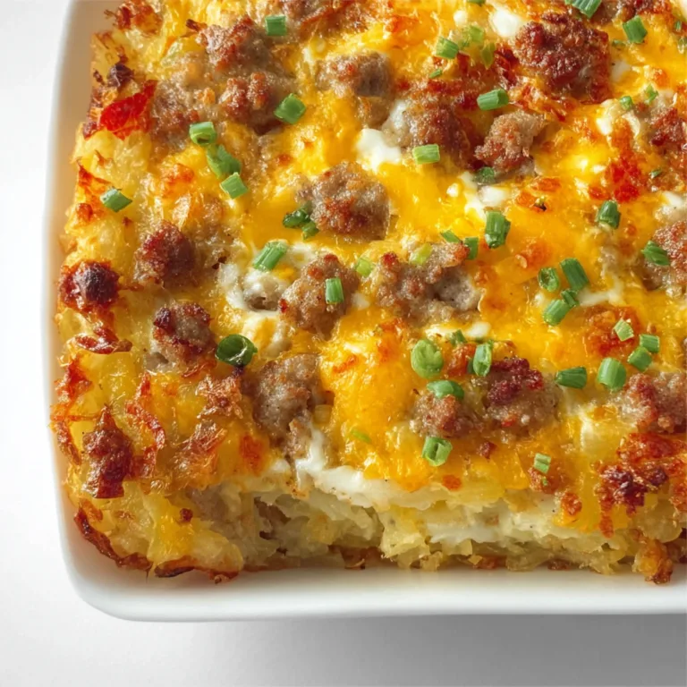 Delicious Sausage & Cream Cheese Hash Brown Breakfast Casserole Recipe