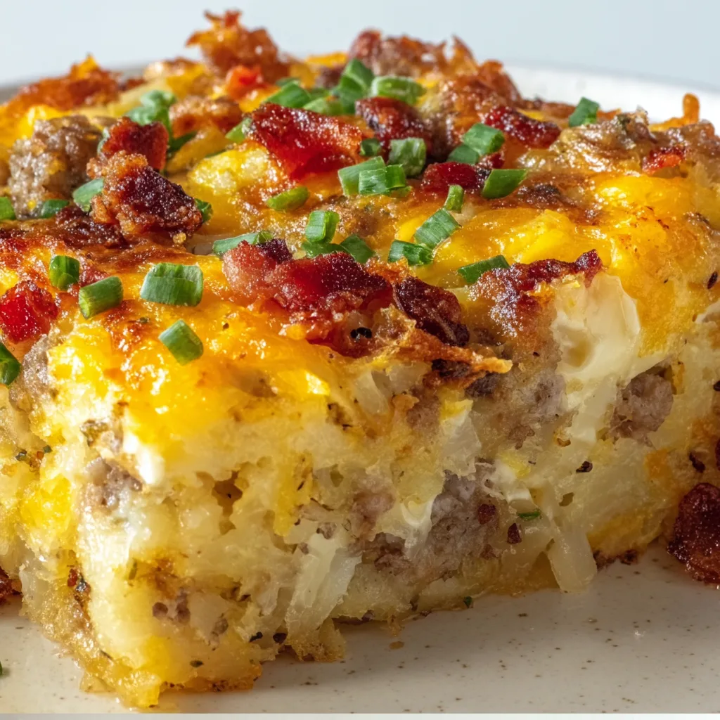 Delicious Sausage & Cream Cheese Hash Brown Breakfast Casserole Recipe