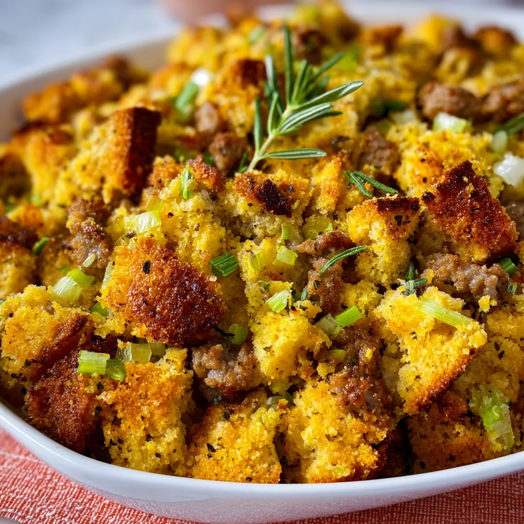 Delicious Sausage Southern Cornbread Stuffing Recipe | Classic Holiday Side Dish