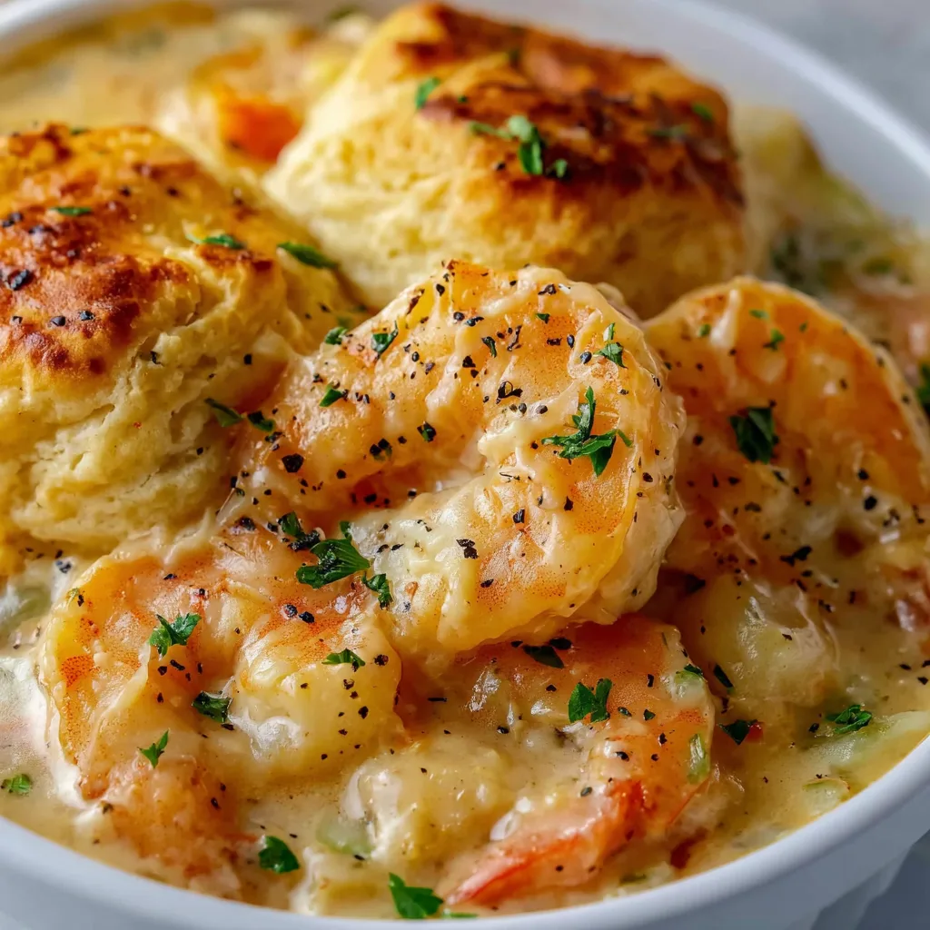 Delicious Shrimp Lobster Biscuit Pot Pie Recipe | Seafood Comfort Food