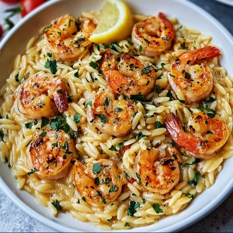 Delicious Shrimp Orzo in Lemon Garlic Sauce | Easy Seafood Pasta Recipe