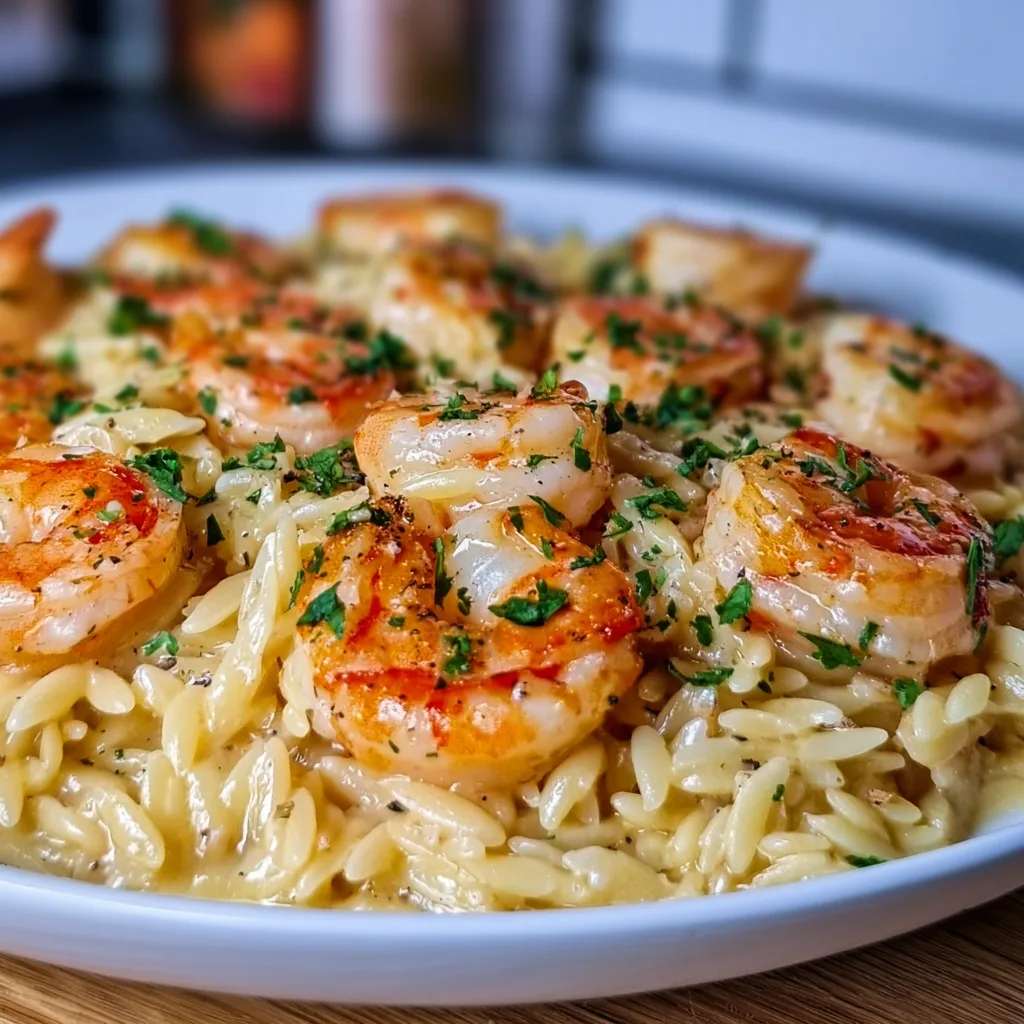 Delicious Shrimp Orzo in Lemon Garlic Sauce | Easy Seafood Pasta Recipe