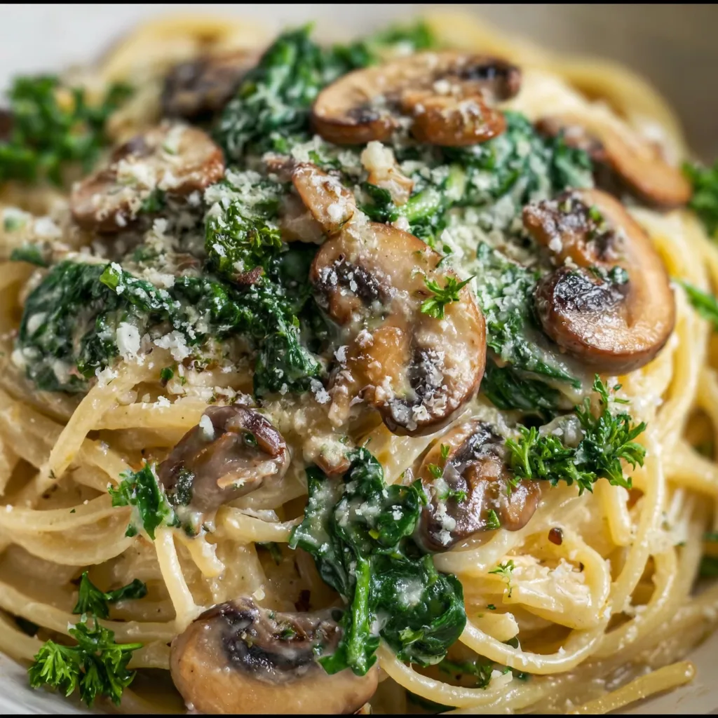 Delicious Spinach Mushroom Spaghetti Recipe | Easy & Healthy Pasta Dish