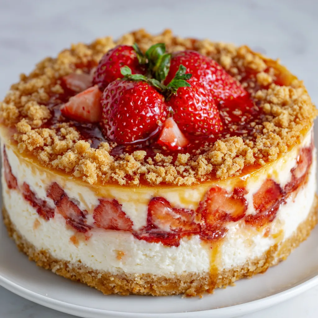 Delicious Strawberry Crunch Cheesecake Recipe | Creamy & Crunchy Dessert Delight