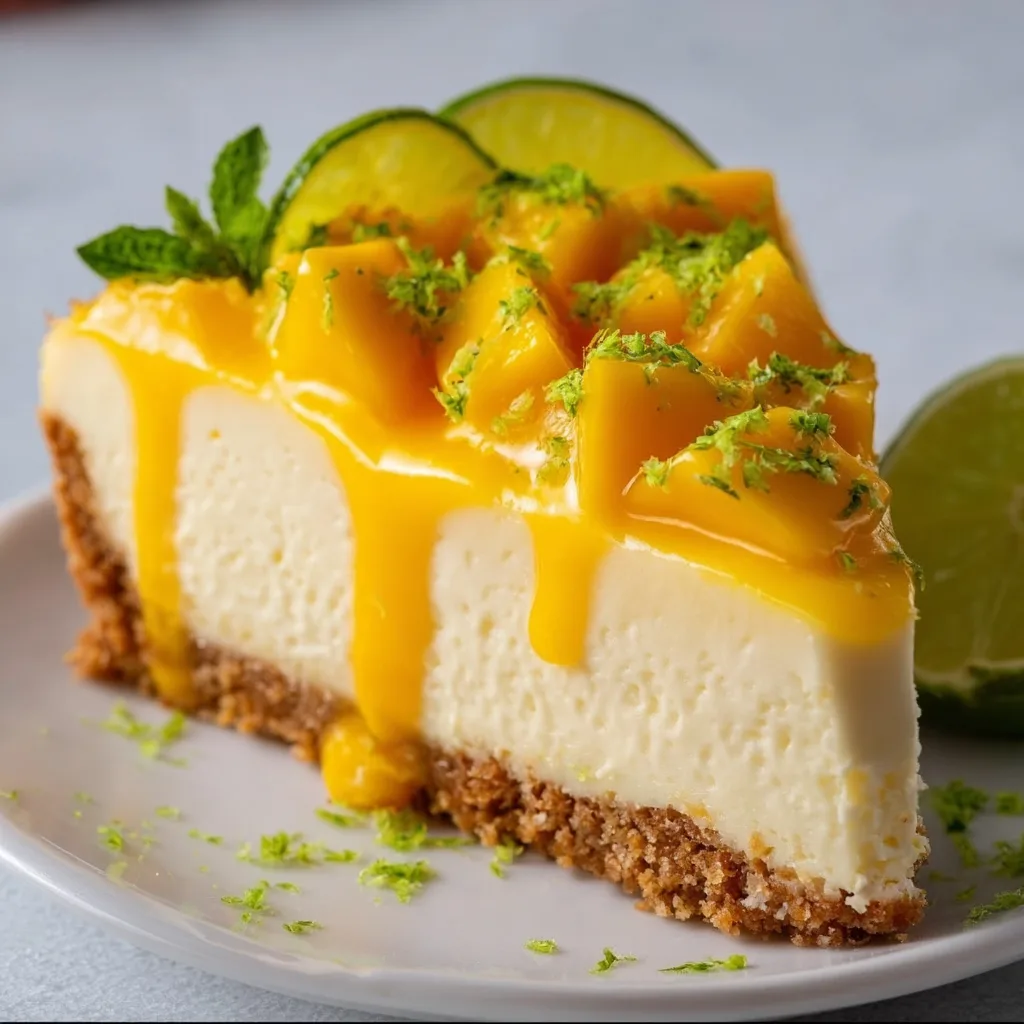 Tropical Mango Key Lime Cheesecake Recipe | Refreshing & Creamy Dessert