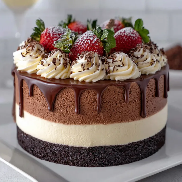 Decadent Tuxedo Cake | Triple Chocolate Mousse Cake Recipe