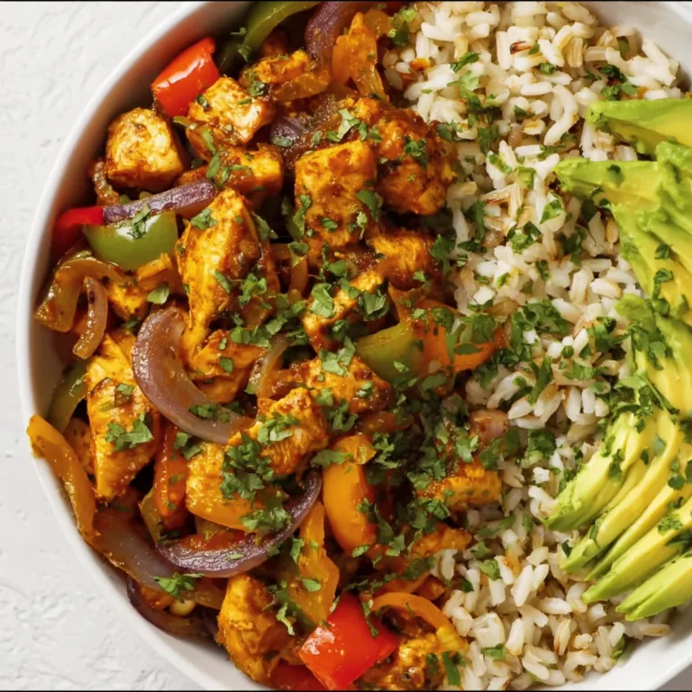 Delicious Chicken Fajitas Bowl with Rice | Easy Mexican Recipe