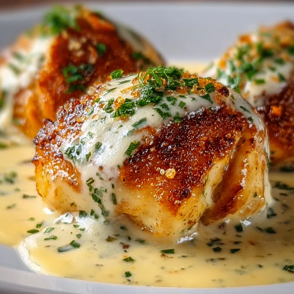 Delicious Chicken Pillows with Garlic Parmesan Sauce | Easy Recipe