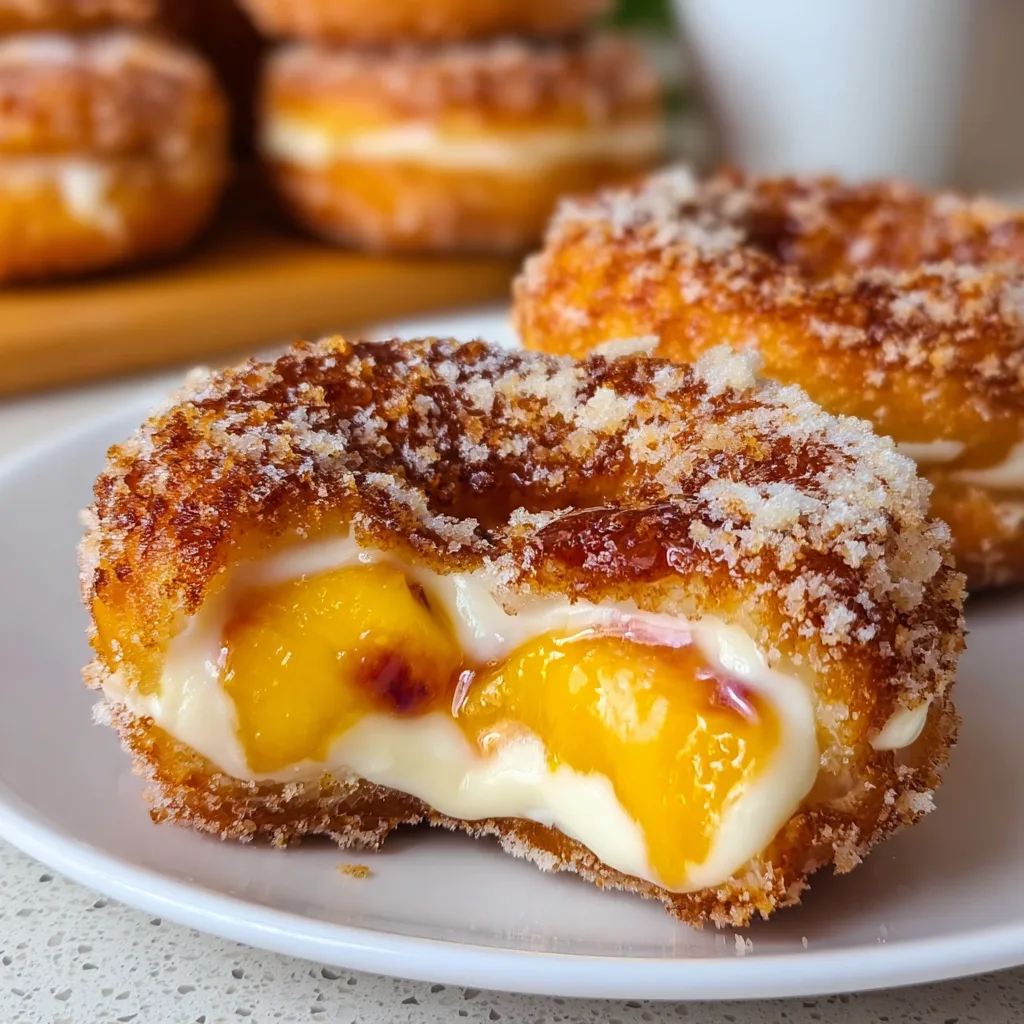 Classic Peach Cobbler Cheesecake Donuts Recipe | Irresistibly Delicious Dessert