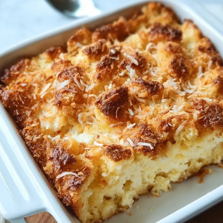 Decadent Coconut Cheesecake Bread Pudding Recipe | Creamy & Delicious Dessert