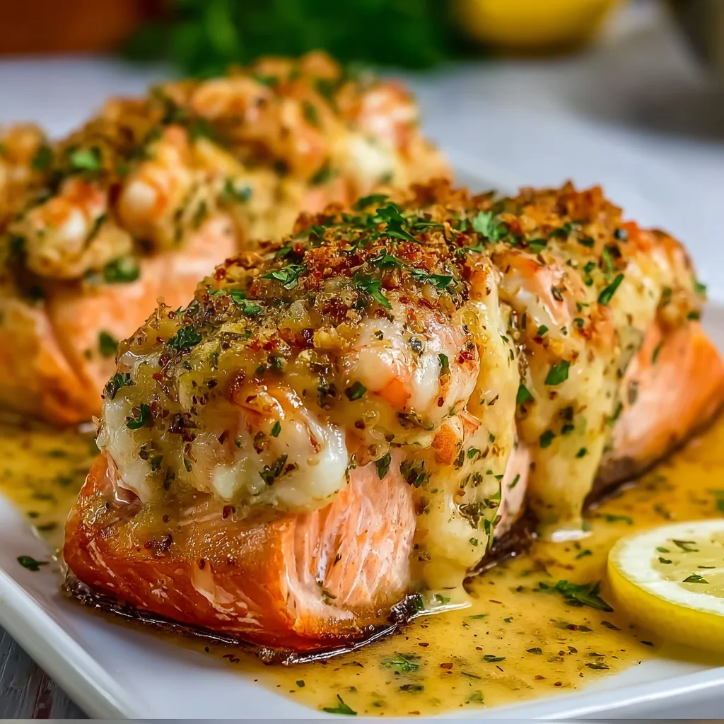 Delicious Crab and Shrimp Stuffed Salmon Recipe | Seafood Dinner Ideas