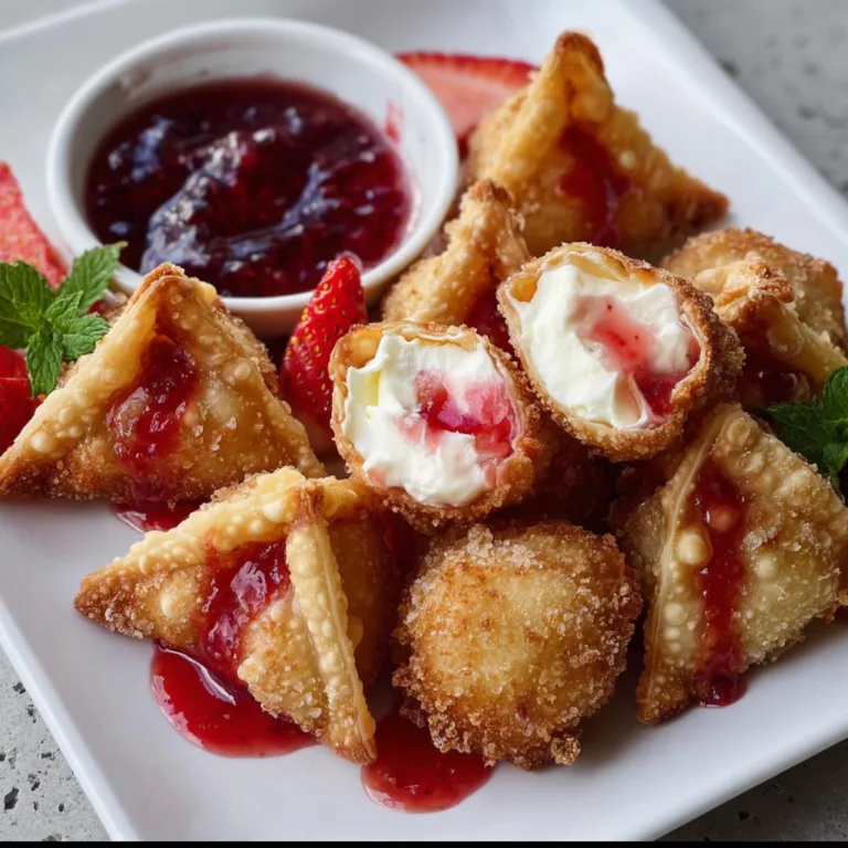 Deep-Fried Strawberry Cheesecake Stuffed Wonton Bites | Irresistible Dessert Recipe