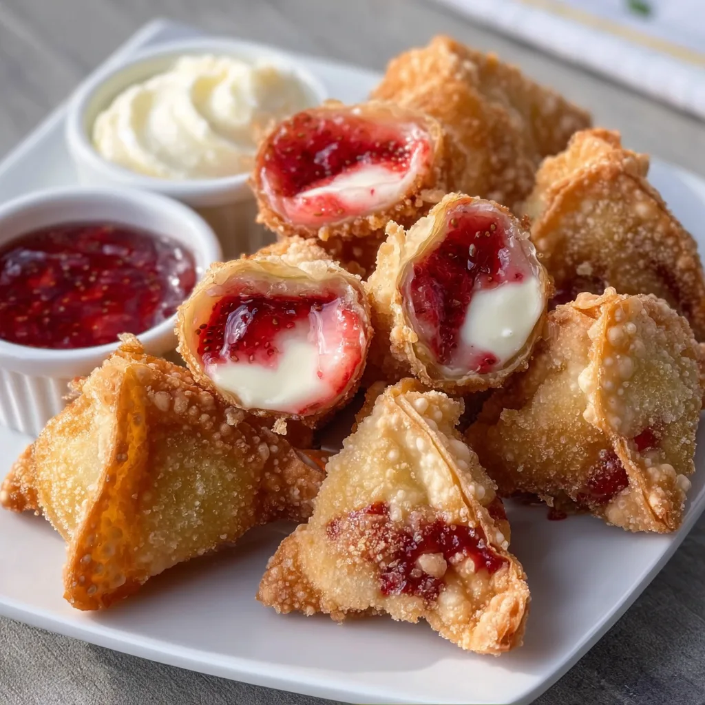 Deep-Fried Strawberry Cheesecake Stuffed Wonton Bites | Irresistible Dessert Recipe
