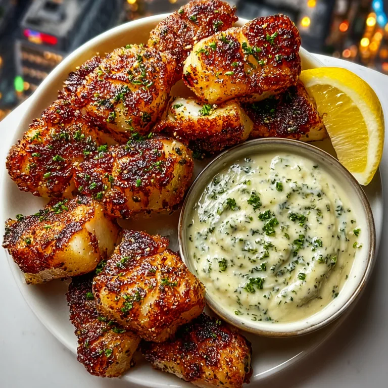 Garlic Butter Cod Bites with Creamy Lemon Herb Dip | Delicious Seafood Snack Recipe