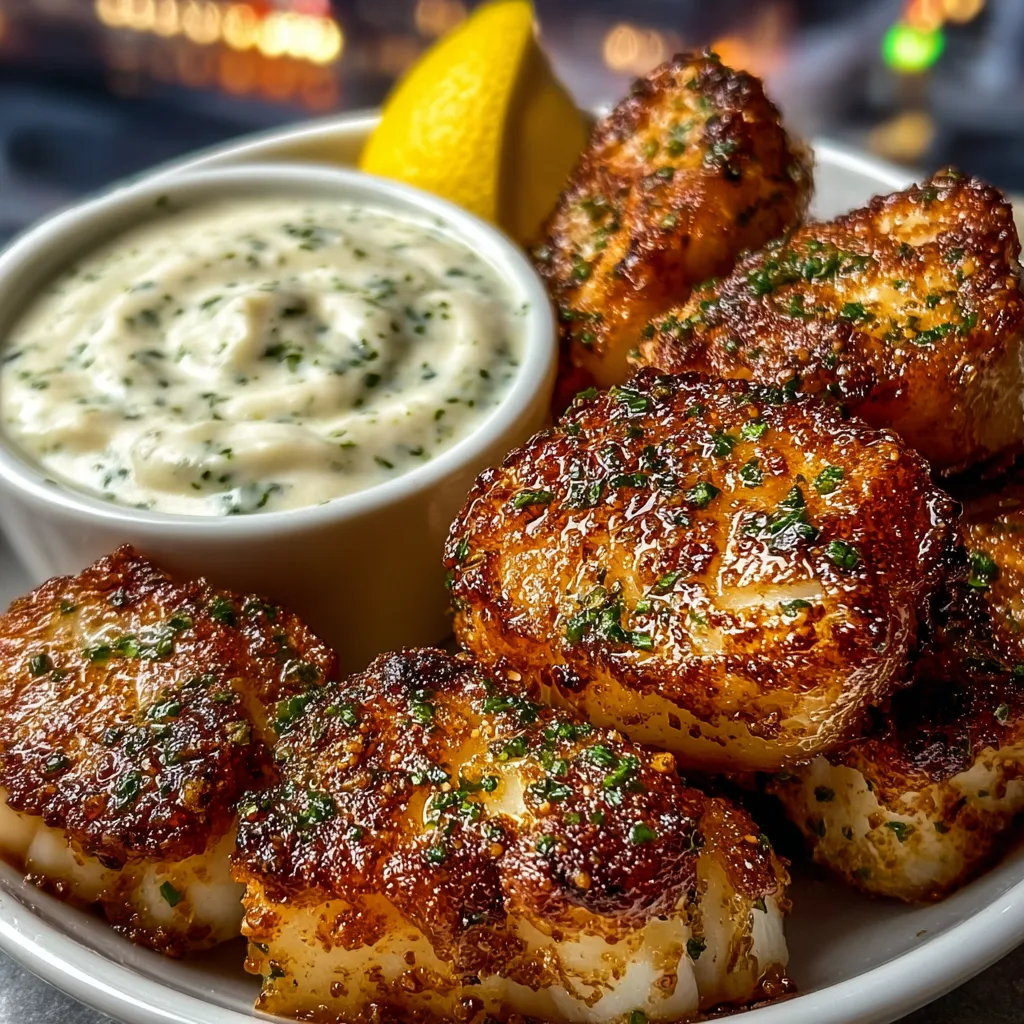 Garlic Butter Cod Bites with Creamy Lemon Herb Dip | Delicious Seafood Snack Recipe