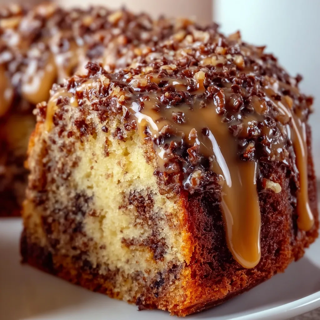 German Chocolate Pound Cake with Caramel Nut Glaze – Rich & Decadent Dessert Recipe