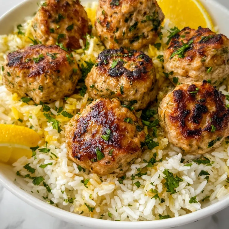 Greek Turkey Meatballs with Lemon Herb Rice | Healthy Mediterranean Dinner Recipe